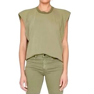 FP x Sandrine Rose Padded Shoulder Tank - Size M, Army Green